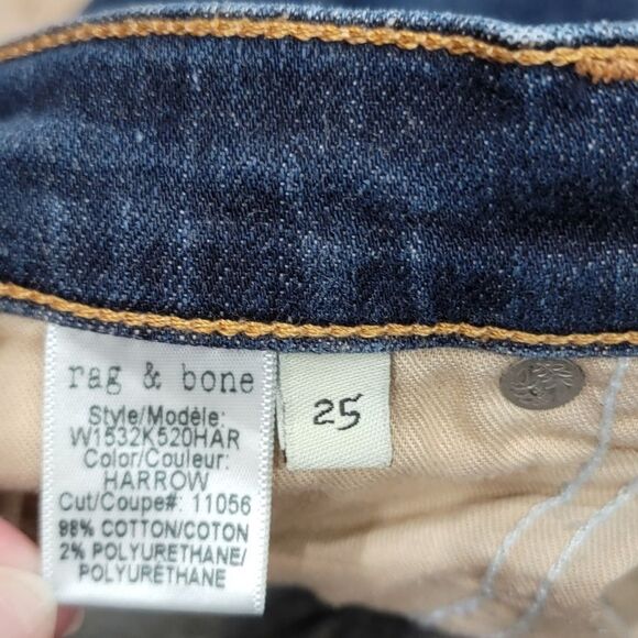 Rag & Bone 10 Inch Skinny Dark Wash Harrow Jeans Size 25 - Picture 6 of 11
